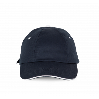 Top - Casquette 6 panneaux KP036 - Navy / White personnalisable - Vue de face
