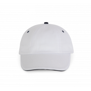 Top - Casquette 6 panneaux KP036 - White / Navy personnalisable - Vue de face