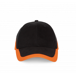 Racing - Casquette bicolore 6 panneaux KP045 - Black / Orange personnalisable - Vue de face