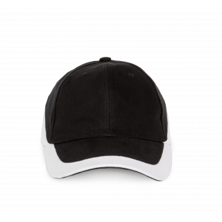 Racing - Casquette bicolore 6 panneaux KP045 - Black / White personnalisable - Vue de face