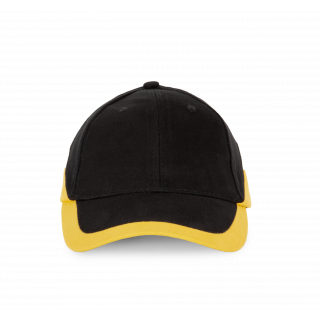Racing - Casquette bicolore 6 panneaux KP045 - Black / Yellow personnalisable - Vue de face