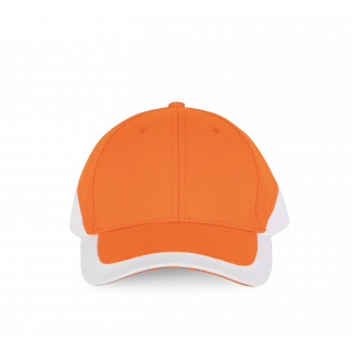 Racing - Casquette bicolore 6 panneaux KP045 - Orange / White personnalisable - Vue de face