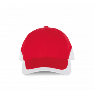Racing - Casquette bicolore 6 panneaux KP045 - Red / White personnalisable - Vue de face