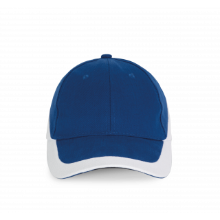 Racing - Casquette bicolore 6 panneaux KP045 - Royal Blue / White personnalisable - Vue de face