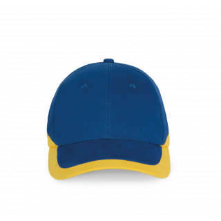 Racing - Casquette bicolore 6 panneaux KP045 - Royal Blue / Yellow personnalisable - Vue de face