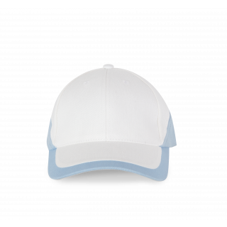 Racing - Casquette bicolore 6 panneaux KP045 - White / Sky Blue personnalisable - Vue de face