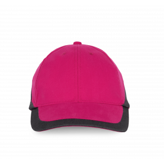 Racing - Casquette bicolore 6 panneaux KP045 - Fuchsia / Dark Grey personnalisable - Vue de face