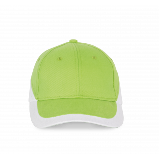 Racing - Casquette bicolore 6 panneaux KP045 - Lime / White personnalisable - Vue de face