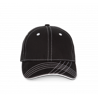 Casquette fashion - 6 panneaux KP109 - Black / White personnalisable - Vue de face