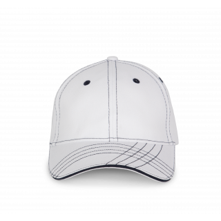 Casquette fashion - 6 panneaux KP109 - White / Navy personnalisable - Vue de face