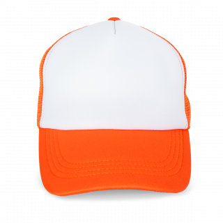 Casquette trucker - 5 panneaux KP111 - White / Vermillon Orange personnalisable - Vue de face