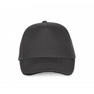 Casquette avec sandwich contrasté - 5 panneaux KP124 - Dark Grey / Black personnalisable - Vue de face