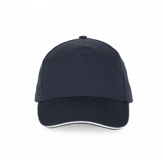 Casquette avec sandwich contrasté - 5 panneaux KP124 - Navy / White personnalisable - Vue de face