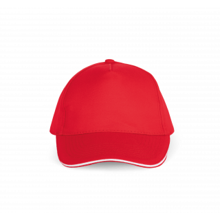 Casquette avec sandwich contrasté - 5 panneaux KP124 - Red / White personnalisable - Vue de face