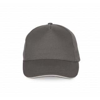 Casquette avec sandwich contrasté - 5 panneaux KP124 - Slate Grey / Light Grey personnalisable - Vue de face