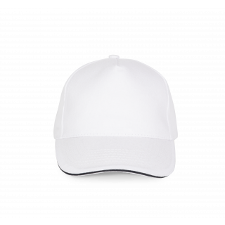Casquette avec sandwich contrasté - 5 panneaux KP124 - White / Navy personnalisable - Vue de face