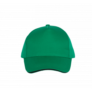 Casquette sandwich contrasté - 5 panneaux KP130 - Kelly Green / Black personnalisable - Vue de face