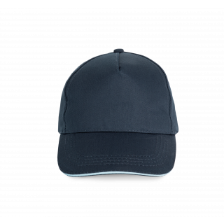 Casquette sandwich contrasté - 5 panneaux KP130 - Navy / Sky Blue personnalisable - Vue de face