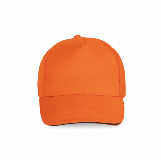 Casquette sandwich contrasté - 5 panneaux KP130 - Orange / Dark Grey personnalisable - Vue de face