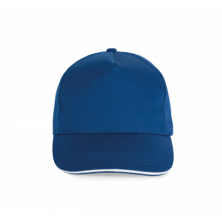 Casquette sandwich contrasté - 5 panneaux KP130 - Royal Blue / White personnalisable - Vue de face