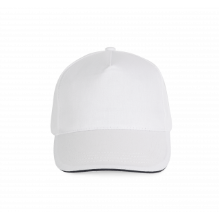 Casquette sandwich contrasté - 5 panneaux KP130 - White / Navy personnalisable - Vue de face