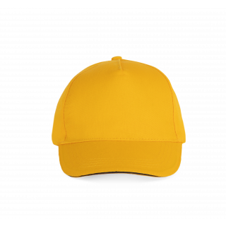 Casquette sandwich contrasté - 5 panneaux KP130 - Yellow / Dark Grey personnalisable - Vue de face