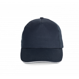 Casquette sandwich contrasté - 5 panneaux KP130 - Navy / White personnalisable - Vue de face