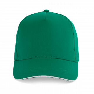 Casquette sandwich contrasté - 5 panneaux KP130 - Kelly Green / White personnalisable - Vue de face