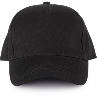 Casquette 5 panneaux en coton bio KP135 - Black personnalisable - Vue de face