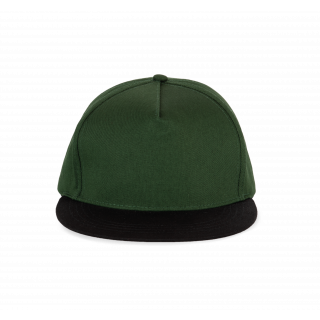 Casquette snapback - 5 panneaux KP139 - Forest Green / Black personnalisable - Vue de face