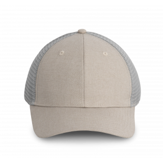 Casquette Urban Trucker - 6 panneaux KP142 - Sand Heather / Light Grey personnalisable - Vue de face