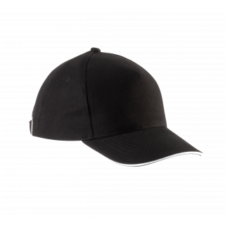 Casquette enfant avec sandwich contrasté - 5 panneaux KP148 - Black / White personnalisable - Vue de face