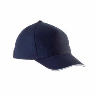 Casquette enfant avec sandwich contrasté - 5 panneaux KP148 - Navy / White personnalisable - Vue de face