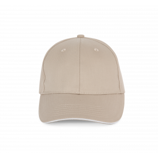 Casquette avec sandwich contrasté - 6 panneaux KP153 - Beige / White personnalisable - Vue de face