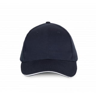 Casquette avec sandwich contrasté - 6 panneaux KP153 - Navy / White personnalisable - Vue de face