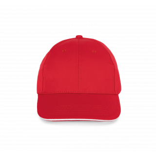 Casquette avec sandwich contrasté - 6 panneaux KP153 - Red / White personnalisable - Vue de face