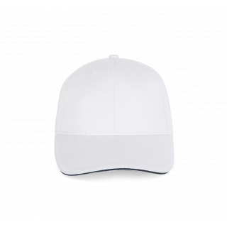 Casquette avec sandwich contrasté - 6 panneaux KP153 - White / Navy personnalisable - Vue de face