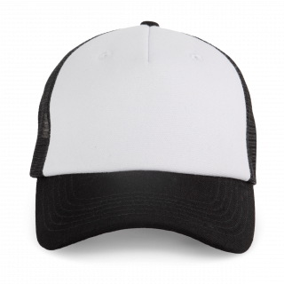 Casquette Trucker - 5 panneaux KP170 - White / Black personnalisable - Vue de face