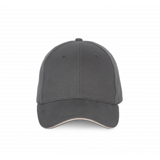 Casquette sandwich contrasté - 6 panneaux KP185 - Dark Grey / Light Grey personnalisable - Vue de face