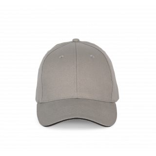 Casquette sandwich contrasté - 6 panneaux KP185 - Light Grey / Dark Grey personnalisable - Vue de face