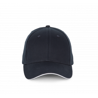 Casquette sandwich contrasté - 6 panneaux KP185 - Navy / White personnalisable - Vue de face