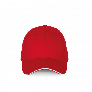 Casquette sandwich contrasté - 6 panneaux KP185 - Red / White personnalisable - Vue de face