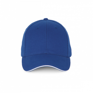 Casquette sandwich contrasté - 6 panneaux KP185 - Royal Blue / White personnalisable - Vue de face