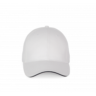 Casquette sandwich contrasté - 6 panneaux KP185 - White / Navy personnalisable - Vue de face