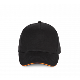 Casquette - 5 panneaux KP189 - Black / Orange personnalisable - Vue de face