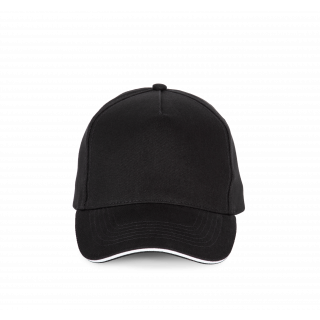 Casquette - 5 panneaux KP189 - Black / White personnalisable - Vue de face
