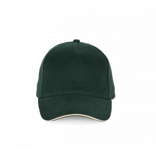 Casquette - 5 panneaux KP189 - Forest Green / Beige personnalisable - Vue de face