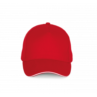 Casquette - 5 panneaux KP189 - Red / White personnalisable - Vue de face