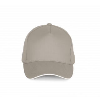 Casquette - 5 panneaux KP189 - Beige / White personnalisable - Vue de face