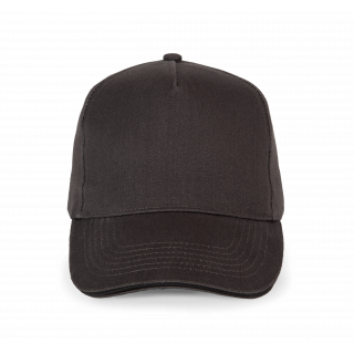 Casquette - 5 panneaux KP189 - Dark Grey / Black personnalisable - Vue de face